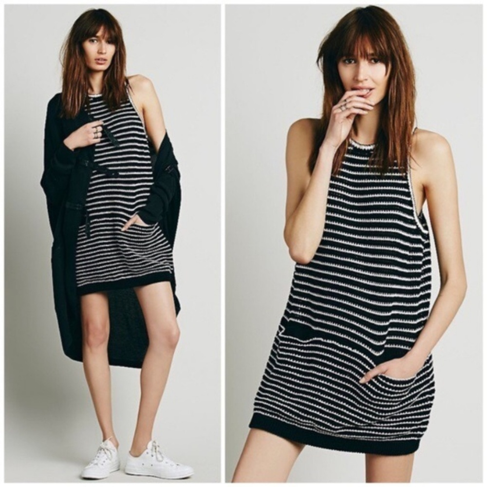 FP New Romantics Striped Bateau Knit Dress S